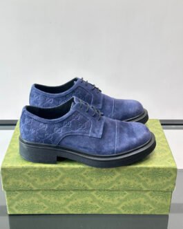 Gucci Derby en daim bleu