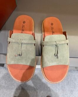 Loro Piana Sandales homme à bride gris sauge