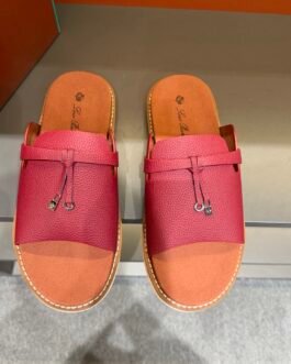 Loro Piana Sandales homme à bride rouge framboise