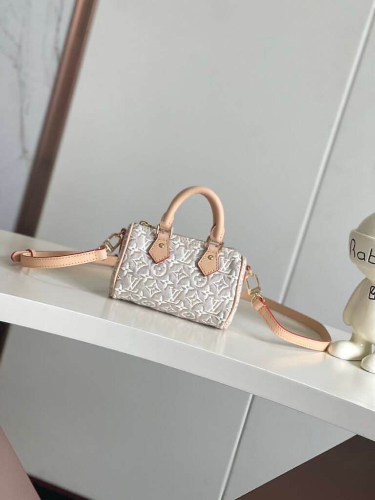 Louis Vuitton Nano Speedy 16 × 10 × 7,5 cm – Blanc argenté Monogram