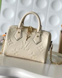 Louis Vuitton Nano Speedy 16 × 10 × 7,5 cm – Blanc nacré Monogram Empreinte