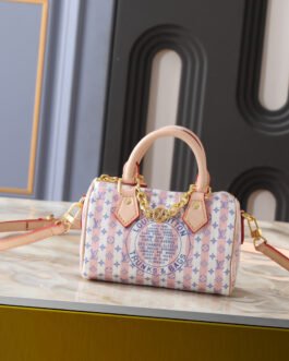 Louis Vuitton Nano Speedy 16 × 10 × 7,5 cm – Rose pastel Monogram multicolore
