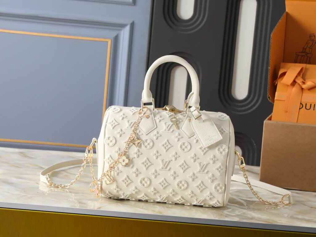 Louis Vuitton Speedy Bandoulière 20 20,5 × 13,5 × 12 cm – Blanc crème Monogram Empreinte