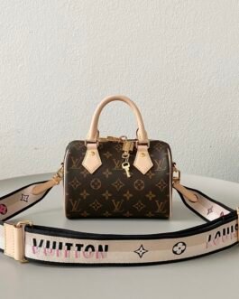 Louis Vuitton Speedy Bandoulière 20 20,5 × 13,5 × 12 cm – Monogram marron – bandoulière blanc noir