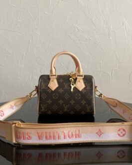 Louis Vuitton Speedy Bandoulière 20 20,5 × 13,5 × 12 cm – Monogram marron – bandoulière rose poudré