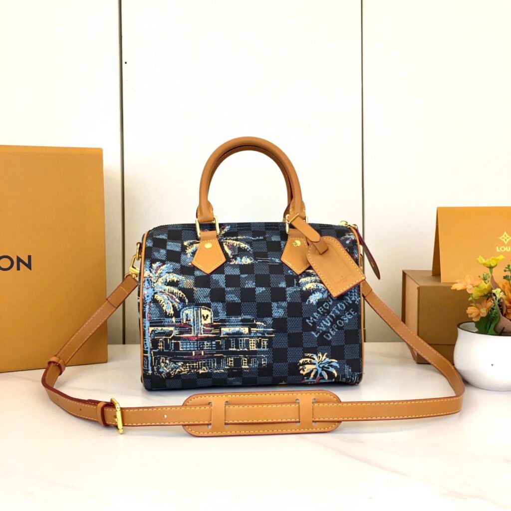 Louis Vuitton Speedy Bandoulière 25 25 × 19 × 15 cm – Bleu Damier graphique