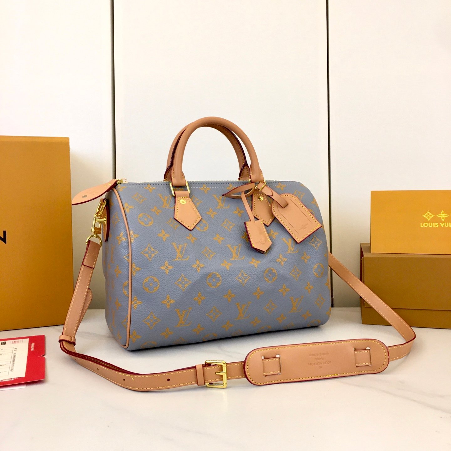 Louis Vuitton Speedy Bandoulière 25 25 × 19 × 15 cm – Bleu gris Monogram – Image 4