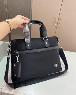 Prada Briefcase Re-Nylon et cuir Saffiano 38 × 28 × 6,5 cm – Noir