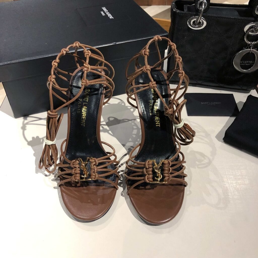 Saint Laurent BABYLONE sandales à talon brun