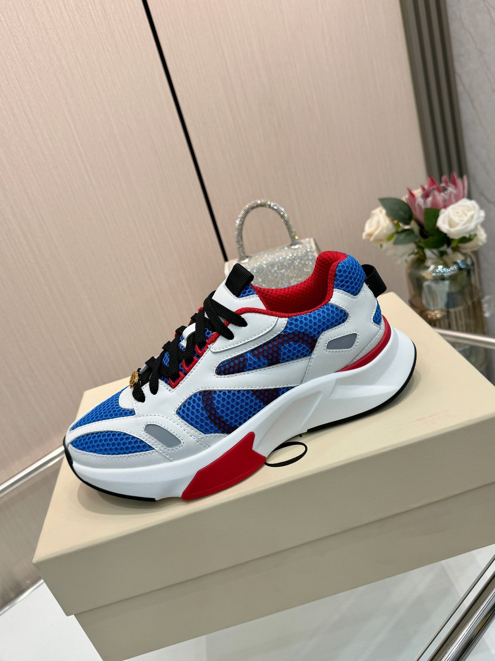Valentino Garavani sneakers chunky bleu rouge et blanc