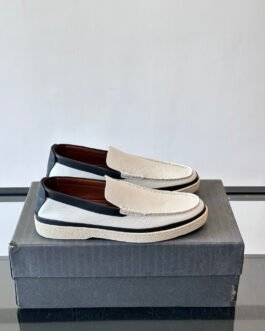 Zegna Mocassins souples à semelle contrastée blanc et noir