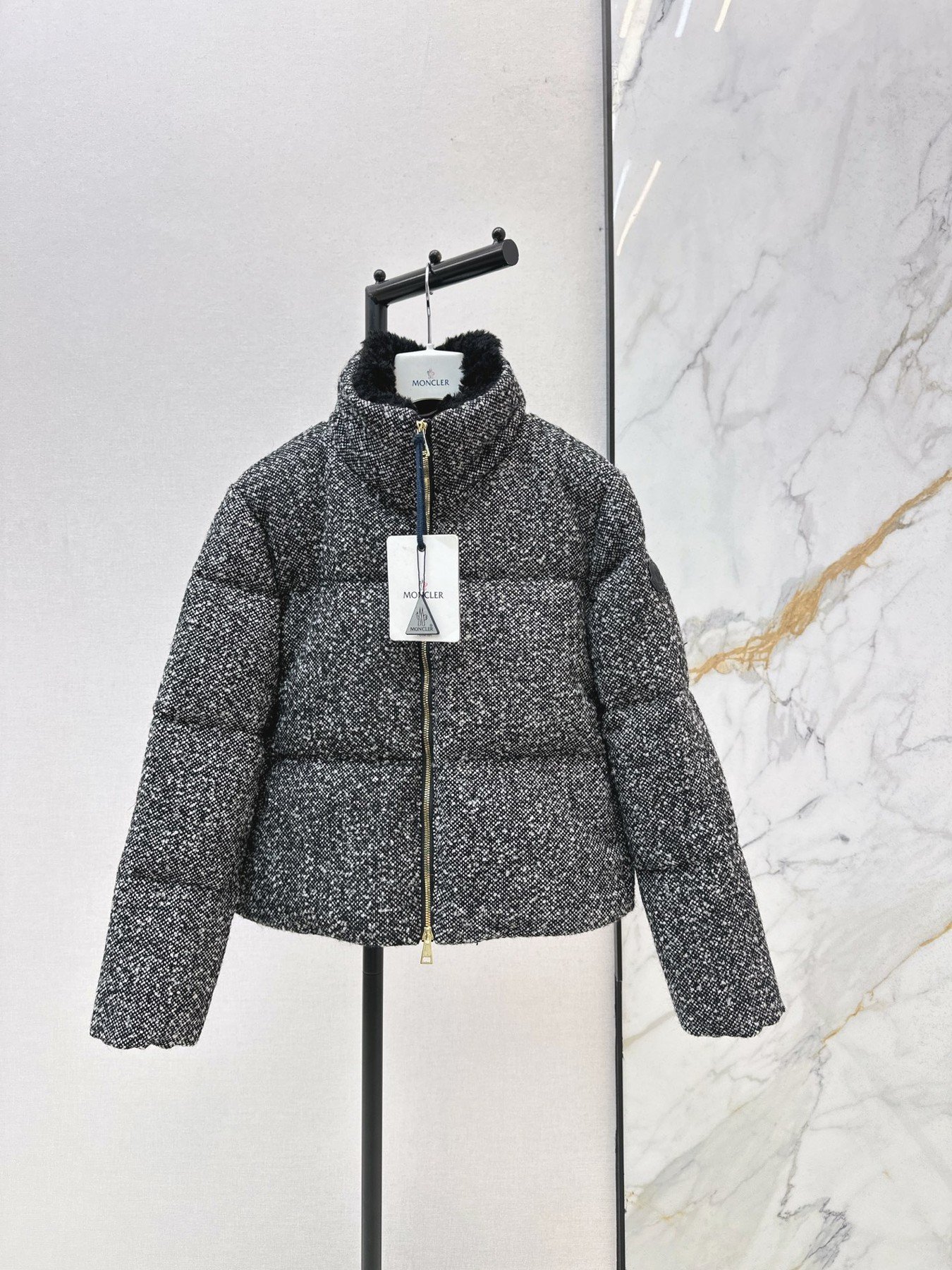 Moncler Doudoune Tweed Gris et Noir