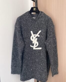 Saint Laurent Pull Logo YSL Gris