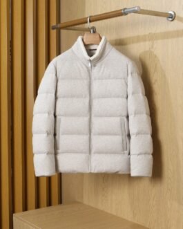 Brunello Cucinelli Doudoune Hybride Laine Col Doux Beige
