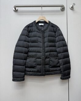 Chanel Doudoune Matelassée Finitions Tweed Noir