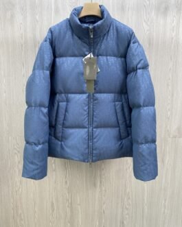 Dior Doudoune Oblique à Capuche Bleu