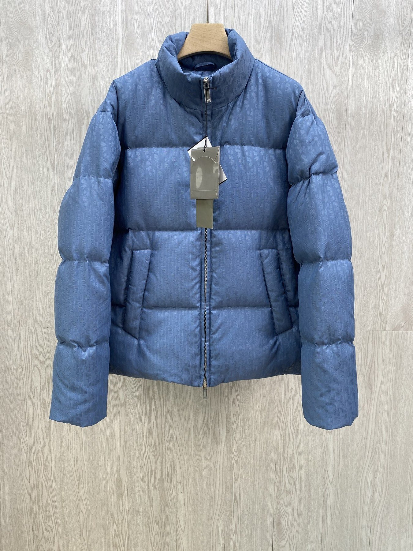 Dior Doudoune Oblique à Capuche Bleu