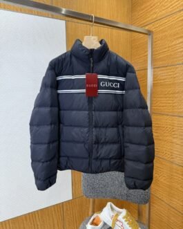 Gucci Doudoune Bande Logo Bleu Marine