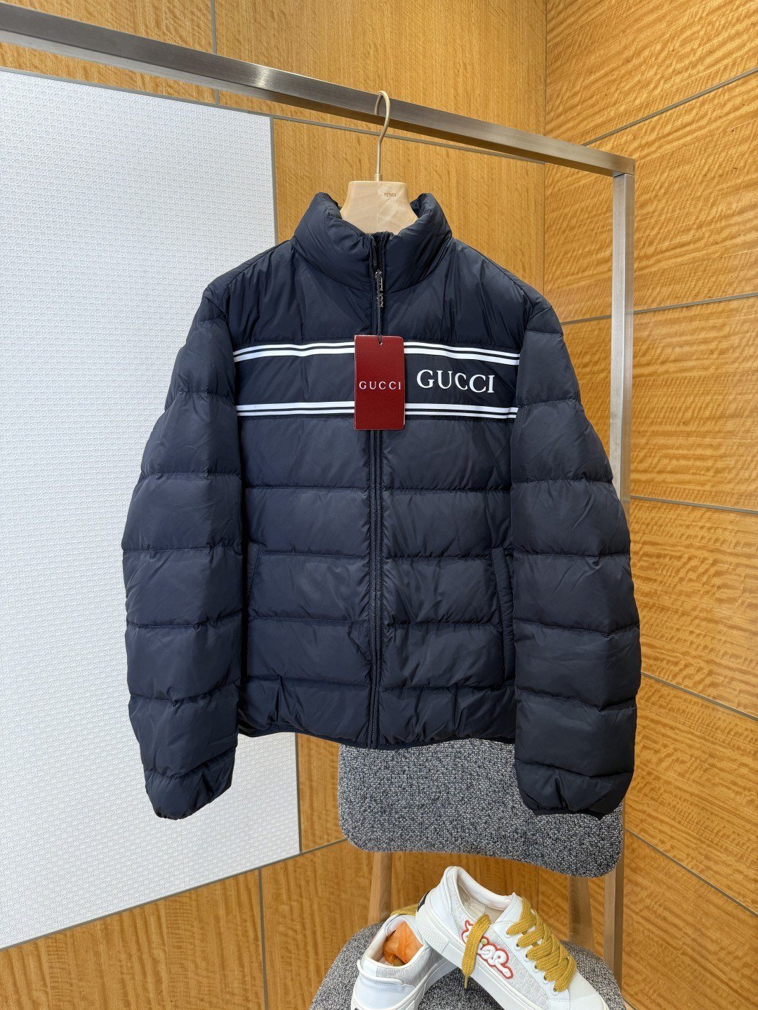 Gucci Doudoune Bande Logo Bleu Marine
