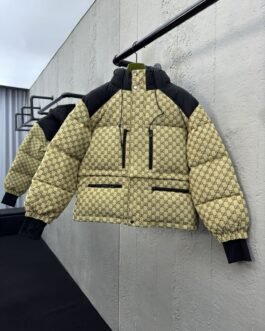 Gucci Doudoune GG Épaules Contrastées Beige / Noir