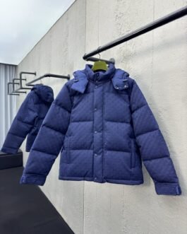 Gucci Doudoune GG Matelassée à Capuche Bleu