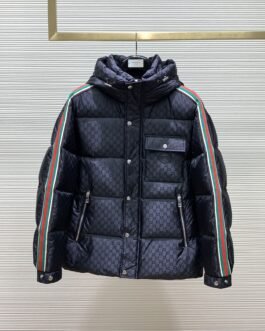 Gucci Doudoune GG Web à Capuche Noir