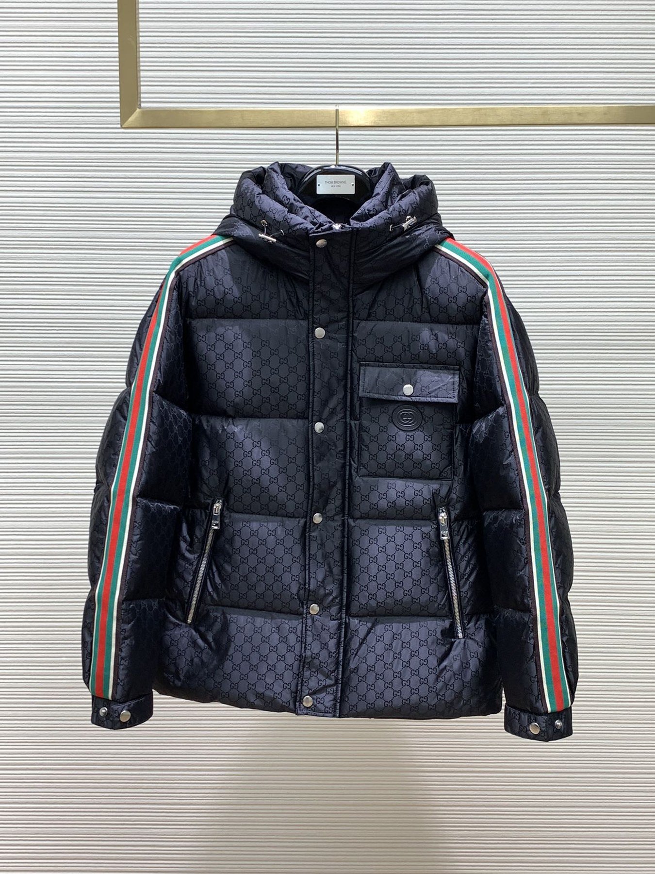 Gucci Doudoune GG Web à Capuche Noir