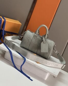 Louis Vuitton Keepall Bandoulière 25 Gris Perle Monogram Embossé