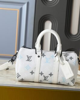 Louis Vuitton Keepall Bandoulière 35 Blanc Bleu Multicolore