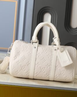 Louis Vuitton Keepall Bandoulière 35 Blanc Monogram Embossé