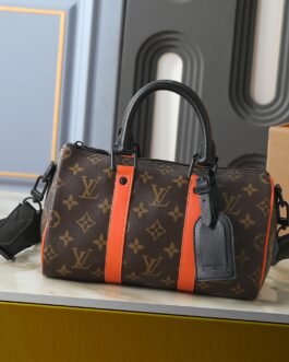 Louis Vuitton Keepall Bandoulière 35 Monogram Marron Bandes Orange