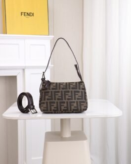 Fendi Baguette Mini FF Jacquard Marron