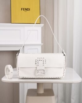 Fendi Baguette Whipstitch Blanc