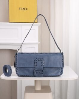 Fendi Baguette Whipstitch Bleu