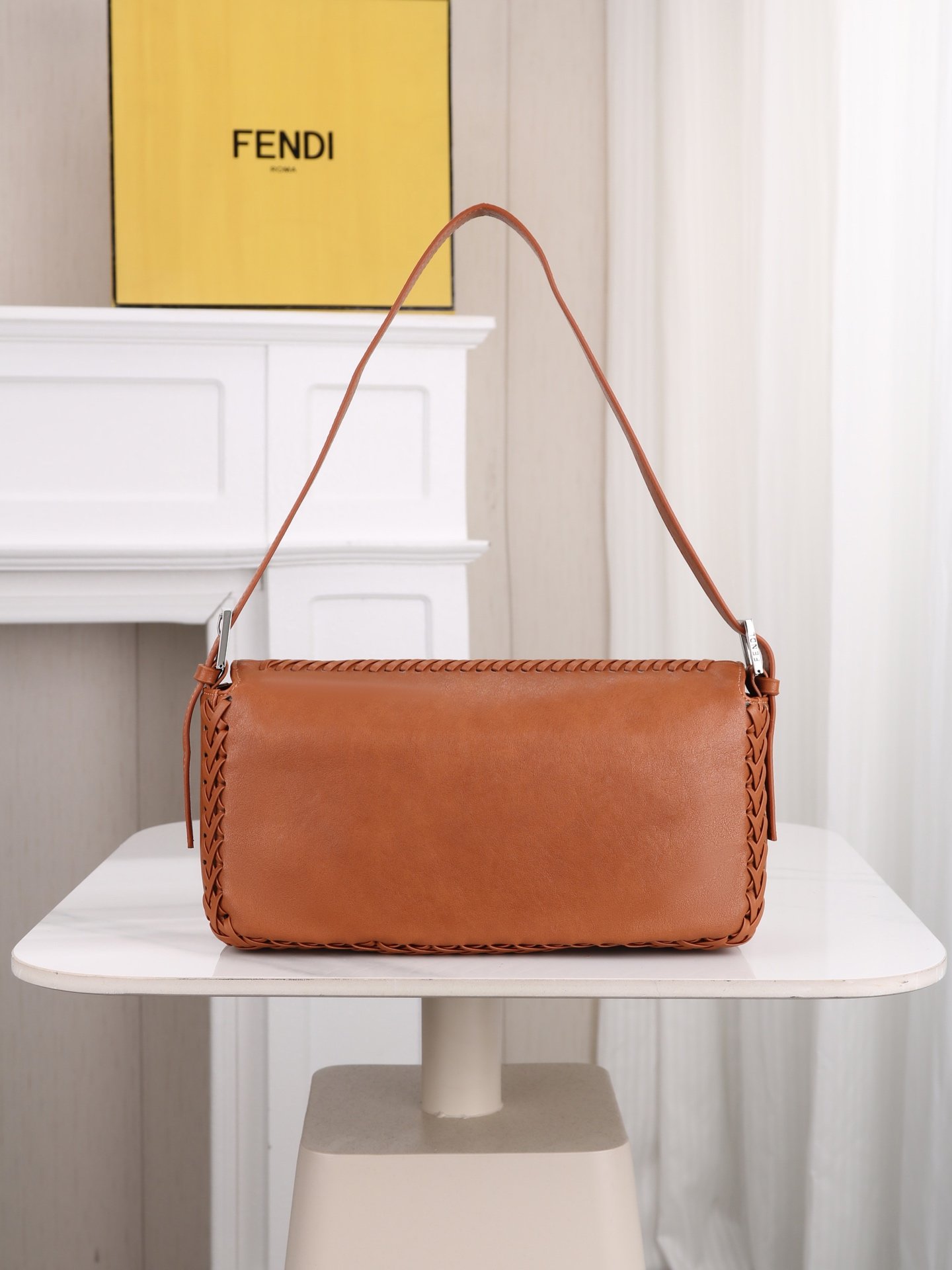 Fendi Baguette Whipstitch Cognac
