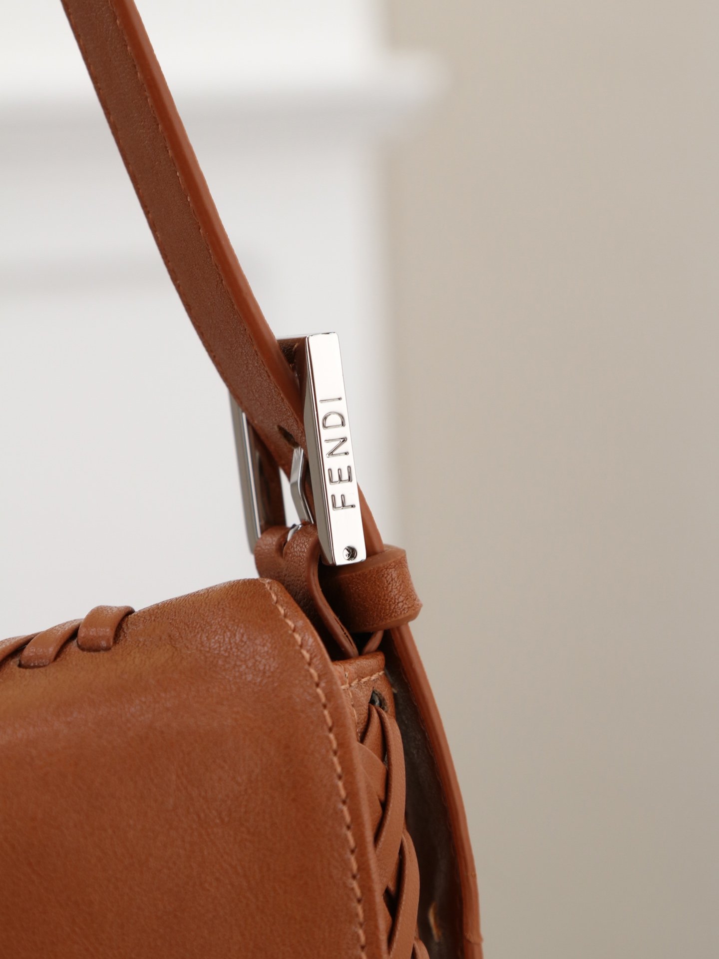 Fendi Baguette Whipstitch Cognac