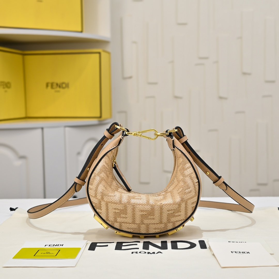Fendi Fendigraphy Mini FF Franges Beige