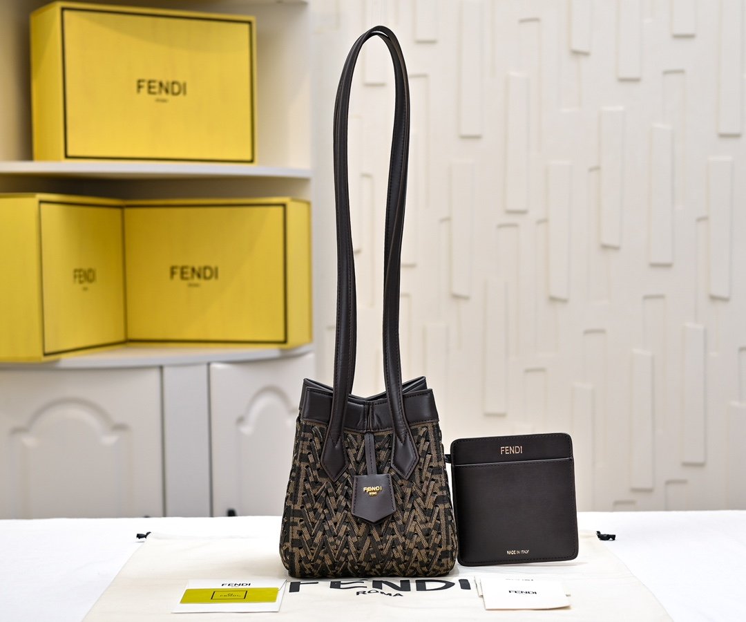 Fendi Origami Mini FF Jacquard Marron