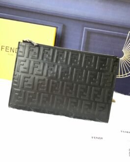 Fendi Pochette FF Embossée Noir Kaki