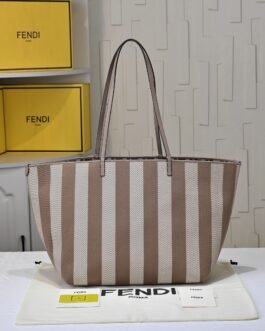 Fendi Roll Large Réversible Rayures Taupe FF