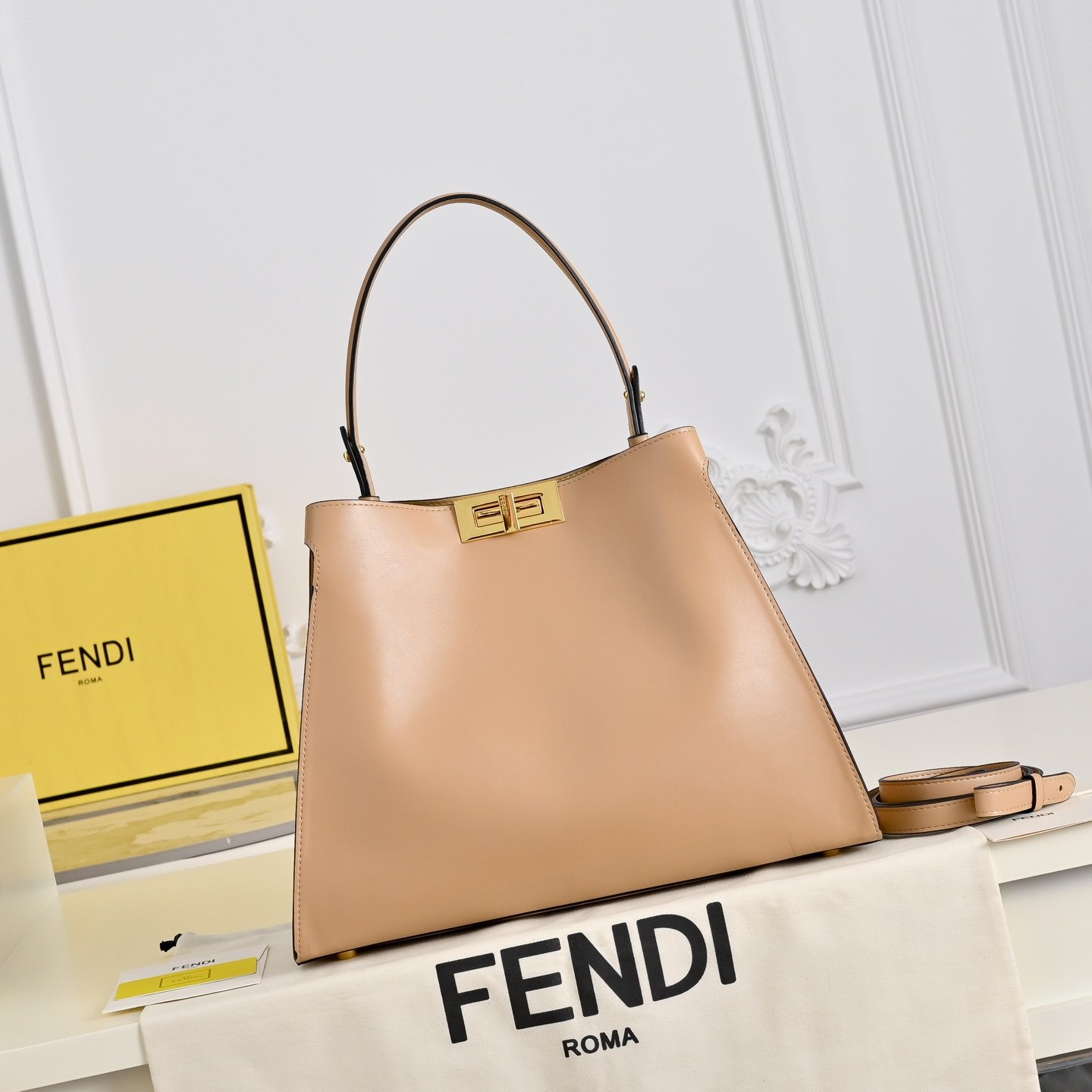 Fendi Way Medium Cappuccino Intérieur Vert