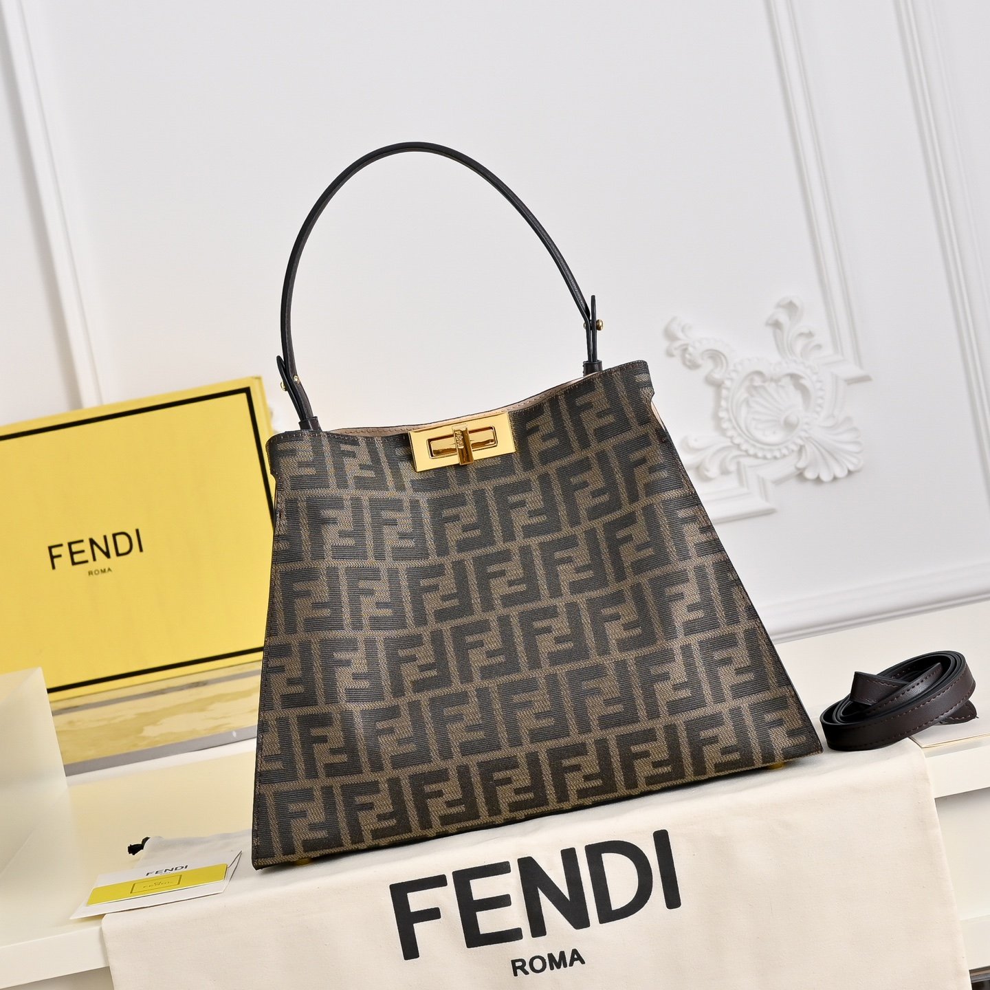 Fendi Way Medium FF Jacquard Marron