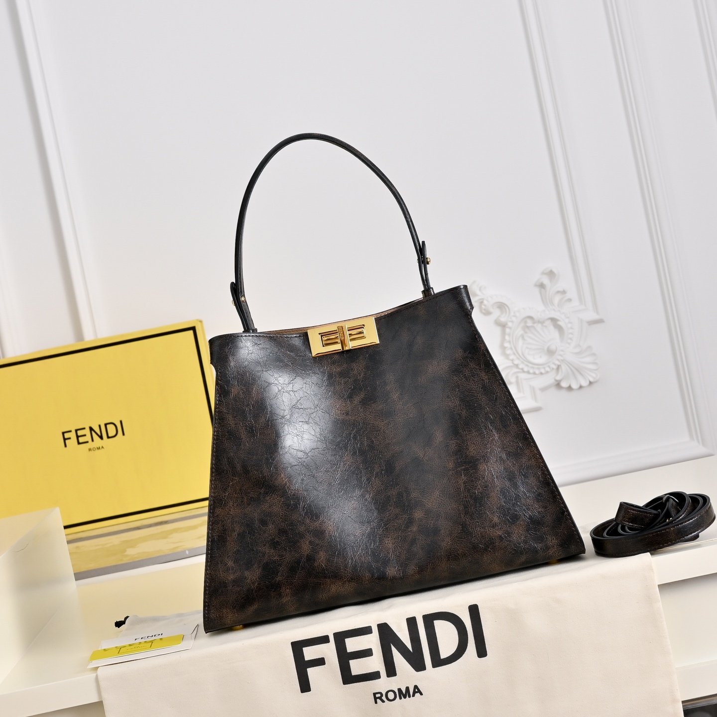 Fendi Way Medium FF Marron Foncé