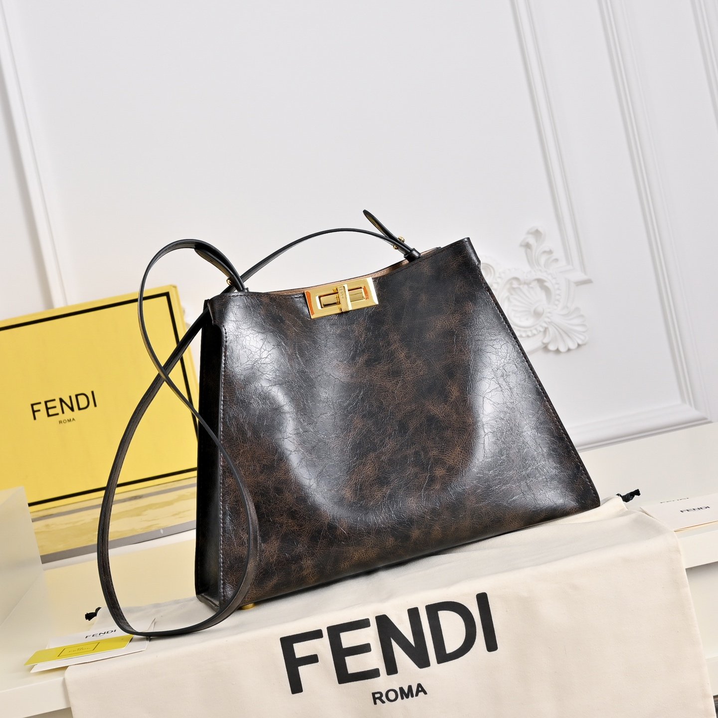 Fendi Way Medium FF Marron Foncé