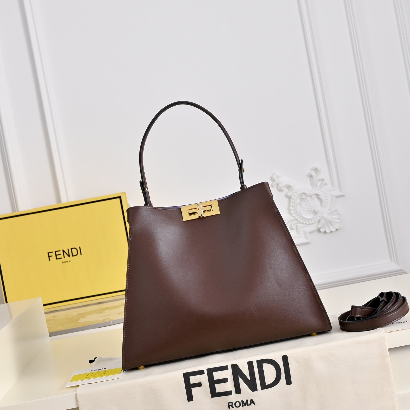 Fendi Way Medium Marron Foncé Intérieur Violet