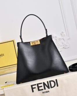 Fendi Way Medium Noir Intérieur Chocolat