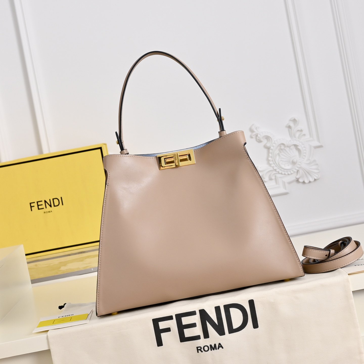 Fendi Way Medium Taupe Intérieur Bleu