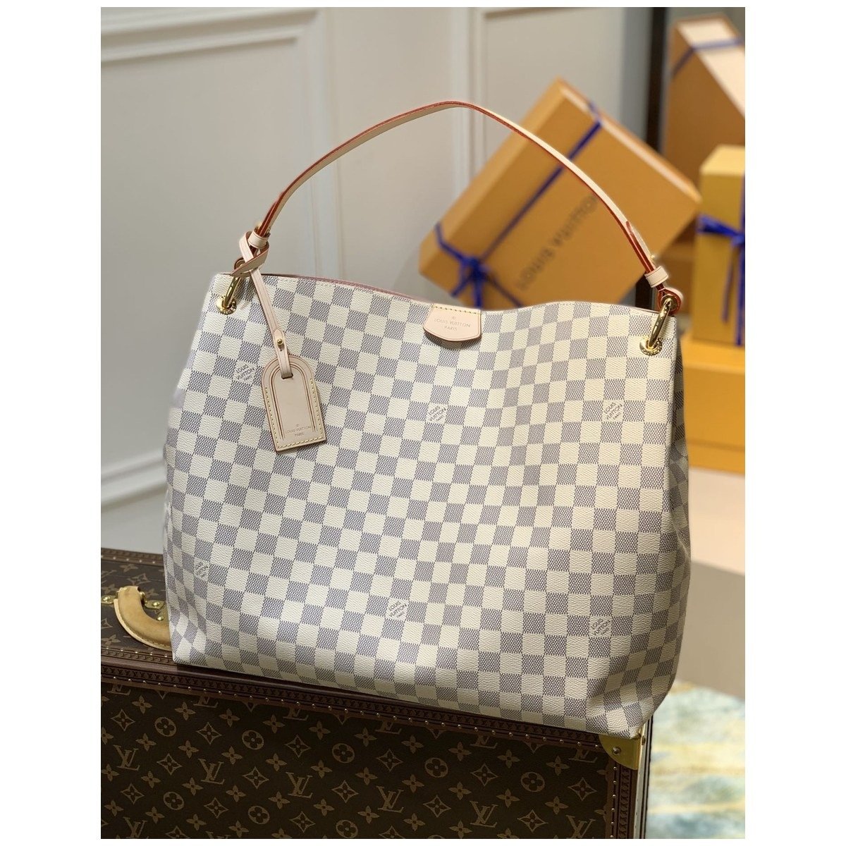 Louis Vuitton Graceful PM Damier Azur – Blanc et Beige