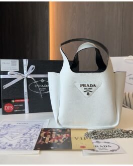 Prada Mini Tote Triangle Logo – Blanc