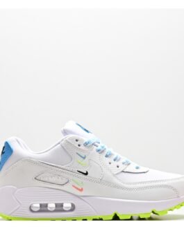 Nike Air Max 90 – Blanc Bleu et Vert Fluo